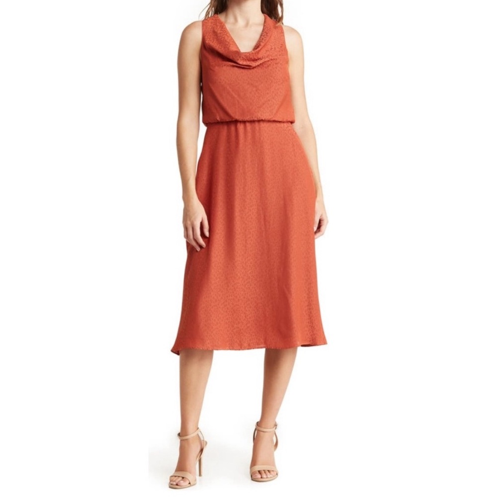 Vince Camuto Animal-Pattern Cowl-Neck Dress size 10